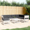 Set muebles jardín 7 pzas con cojines madera maciza pino blanco 1