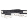 Set muebles jardín 7 pzas con cojines madera maciza pino blanco 2