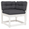 7 pcs conj. lounge de jardim c/ almofadões pinho maciço branco 3