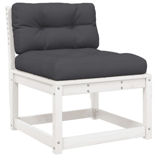 7 pcs conj. lounge de jardim c/ almofadões pinho maciço branco M 5