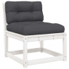 7 pcs conj. lounge de jardim c/ almofadões pinho maciço branco 5