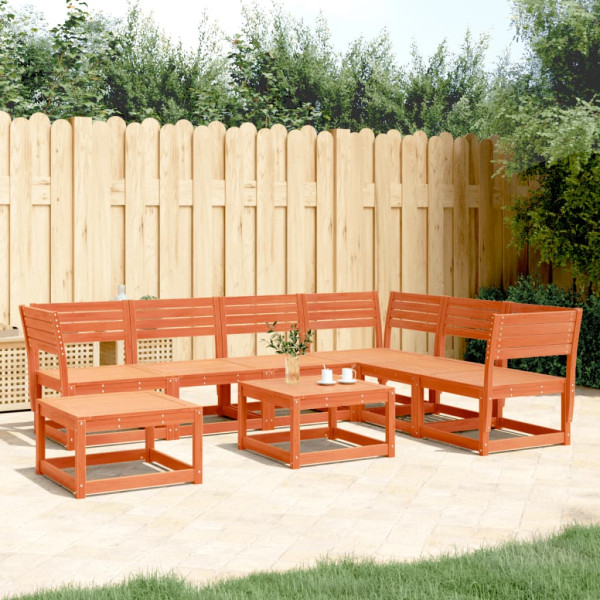 7 pcs conjunto lounge de jardim pinho maciço castanho-mel D