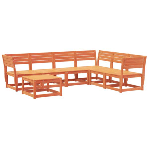 7 pcs conjunto lounge de jardim pinho maciço castanho-mel H