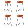 Cadeiras de bar 4 pcs couro genuíno castanho 1