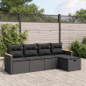 5 pcs conjunto sofás de jardim com almofadões vime PE preto 1