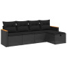 Set de muebles de jardín 5 pzas y cojines ratán sintético negro 2