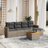 6 pcs conjunto sofás de jardim com almofadões vime cinzento 1