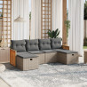 Set de muebles de jardín 6 pzas y cojines ratán sintético gris 1