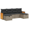 Set de muebles de jardín 6 pzas y cojines ratán sintético gris 2