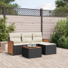 Set de muebles de jardín 5 pzas y cojines ratán sintético negro 1