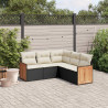 Set de muebles de jardín 5 pzas y cojines ratán sintético negro 1