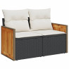 Set de muebles de jardín 5 pzas y cojines ratán sintético negro 3
