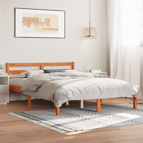VidaXL Cama sem colchão 140x190 cm pinho maciço castanho-mel M 3