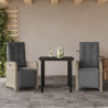 3 pcs conjunto bistrô com almofadões vime PE cinzento claro 1