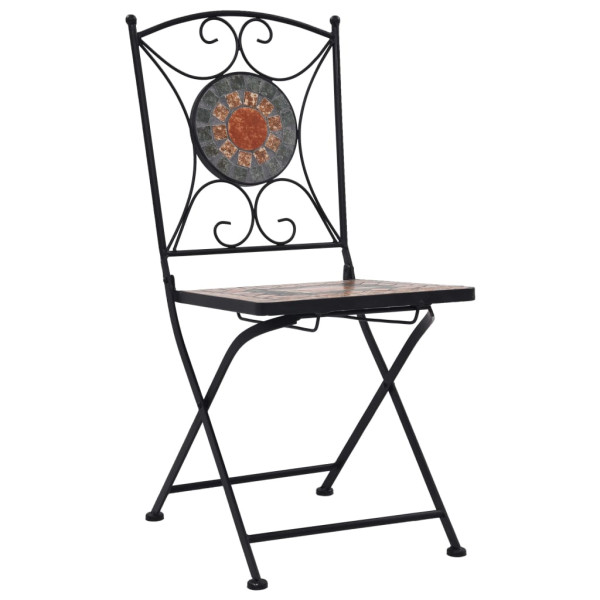 Set mesa y sillas bistró 3 piezas mosaico cerámica naranja/gris M 3