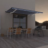 Toldo retrátil manual com LED 500x350 cm azul e branco 1