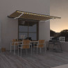 Toldo retráctil manual con luz LED amarillo y blanco 500x350 cm 1