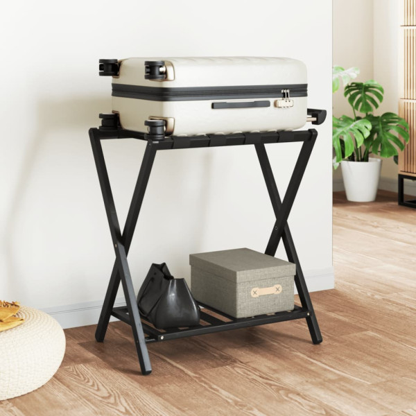 Soporte para maletas bambú negro 68x38x58 cm D