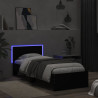Estrutura de cama com cabeceira e luzes LED 75x190 cm preto 5