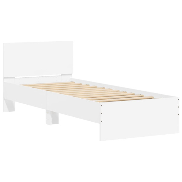 Estrutura de cama com cabeceira e luzes LED 75x190 cm branco M 3