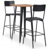 Conjunto de mesa alta y taburetes 3 piezas acero negro 1