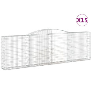 Cestos gabião arqueados 15 pcs 400x30x120/140 ferro galvanizado H
