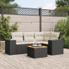 5 pcs conjunto sofás de jardim com almofadões vime PE preto 1