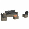 6 pcs conjunto sofás de jardim com almofadões vime cinzento 2