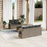 6 pcs conjunto sofás de jardim com almofadões vime cinzento 1
