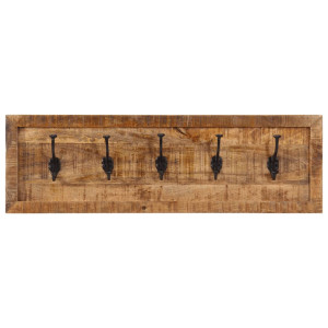 Perchero de pared con 5 ganchos madera maciza de mango H