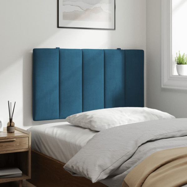 Cabecero de cama acolchado terciopelo azul 90 cm M 4