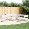 8 pcs conjunto lounge de jardim pinho maciço branco 1