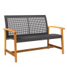 5 pcs conj. lounge para jardim vime PE e madeira acácia preto 4