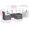 Set de muebles de jardín 6 pzas y cojines ratán sintético gris 3