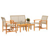 Juego de bistro de 5 piezas ratán PE beige y madera de acacia 3