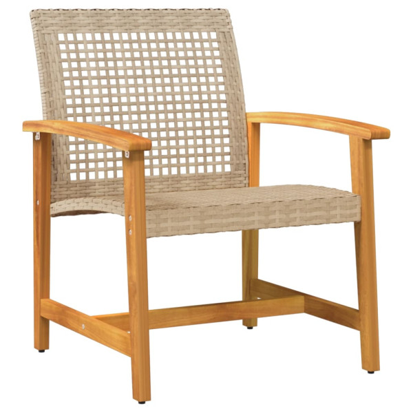 Juego de bistro de 5 piezas ratán PE beige y madera de acacia M 5