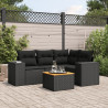 Set de muebles de jardín 5 pzas y cojines ratán sintético negro 1