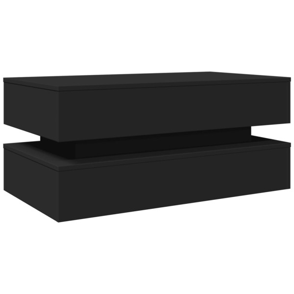 Mesa de centro con luces LED negro 90x50x40 cm M 3