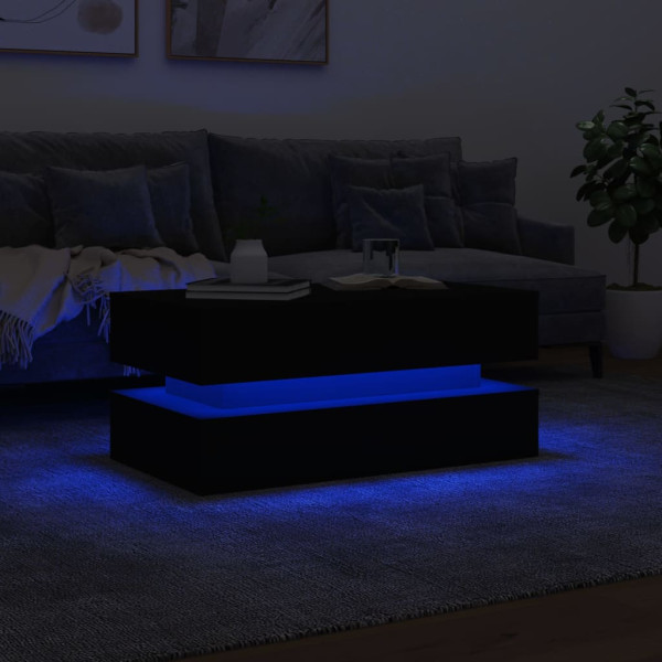 Mesa de centro com luzes LED 90x50x40 cm preto M 5