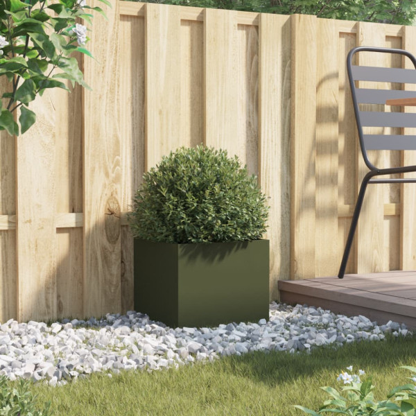 Jardinera de acero laminado en frío verde oliva 32x30x29 cm M 3