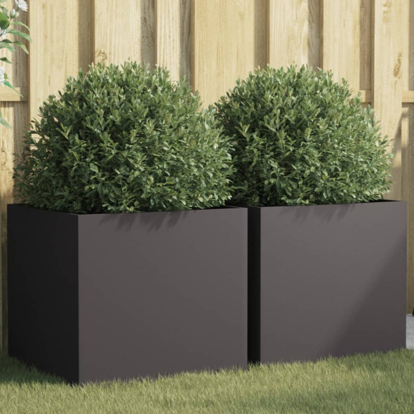 Jardineras 2 unidades acero laminado en frío negro 49x47x46 cm D