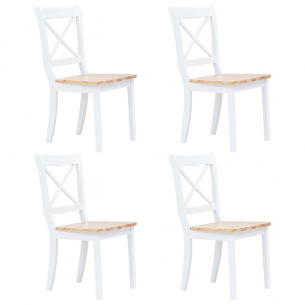 Juego de comedor 5 piezas madera maciza de caucho blanco marrón M 3
