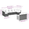 9 pcs conjunto sofás p/ jardim com almofadões vime PE cinzento 3