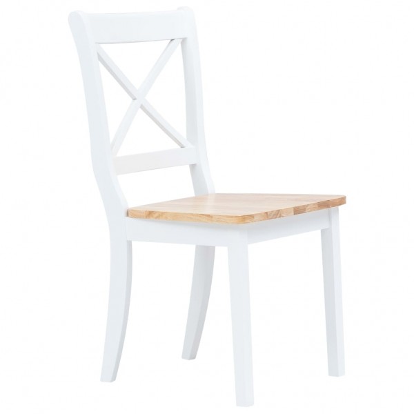 Juego de comedor 5 piezas madera maciza de caucho blanco marrón M 4