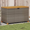 Caja de almacenaje jardín madera acacia ratán gris 110x55x63 cm 1