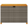 Caja de almacenaje jardín madera acacia ratán gris 110x55x63 cm 4
