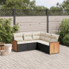 Set de muebles de jardín 5 pzas y cojines ratán sintético negro 1