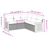 5 pcs conjunto sofás de jardim com almofadões vime PE preto 3