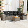 6 pcs conjunto sofás de jardim com almofadões vime cinzento 1