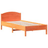 Estructura cama con cabecero madera pino marrón cera 100x200 cm 2